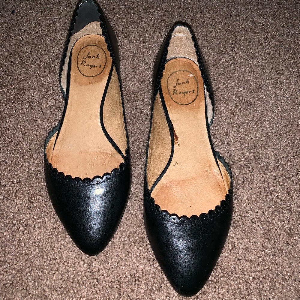 Jack Rogers Black Scallop Size 8 Flats